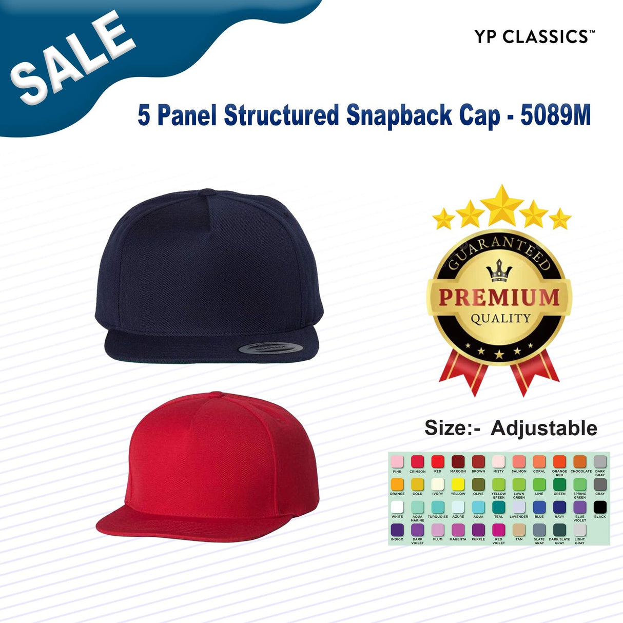 YP Classics® 5 Panel Structured Snapback Cap