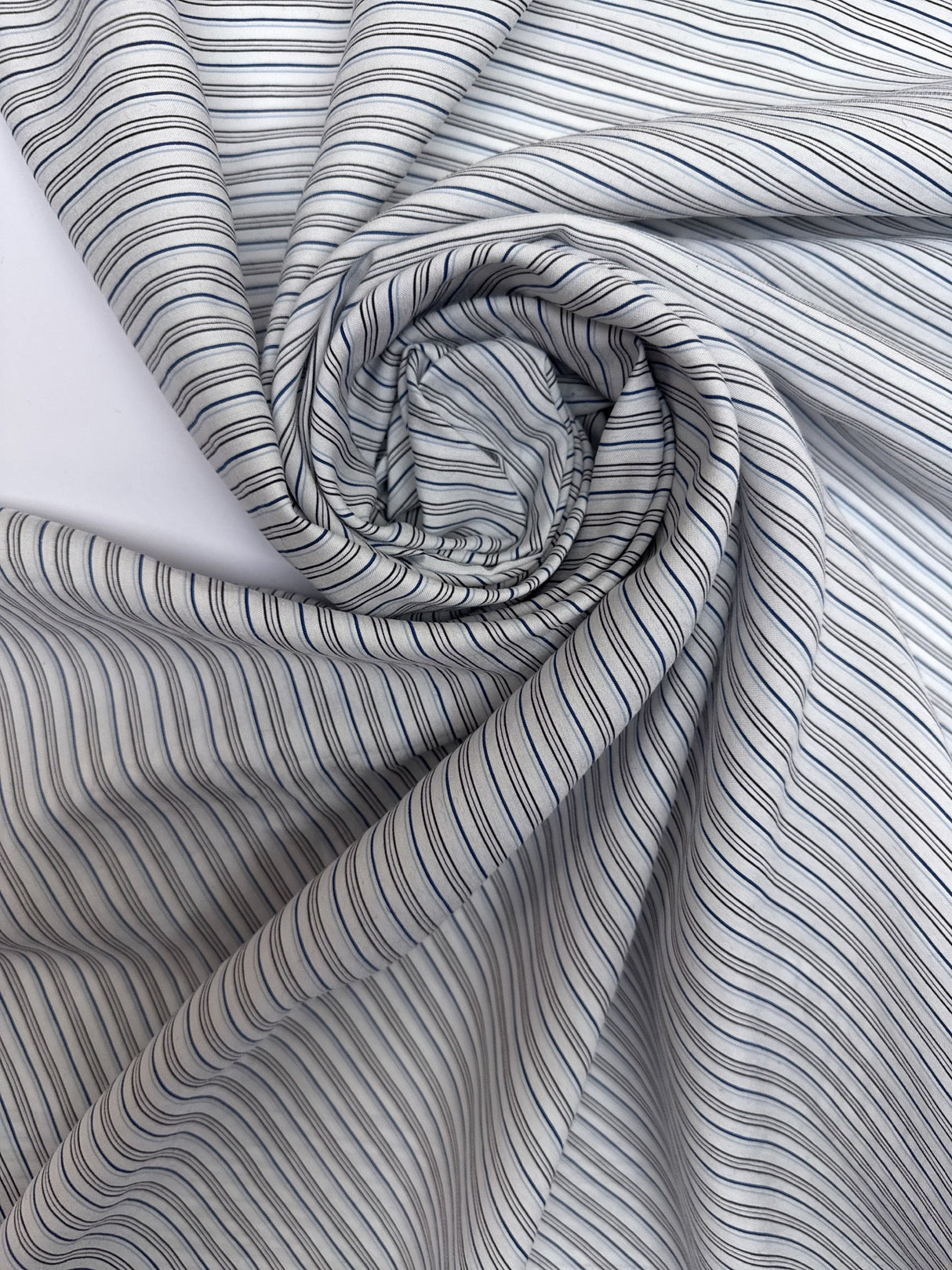 Viscose Blend Striped Blue White Shirting