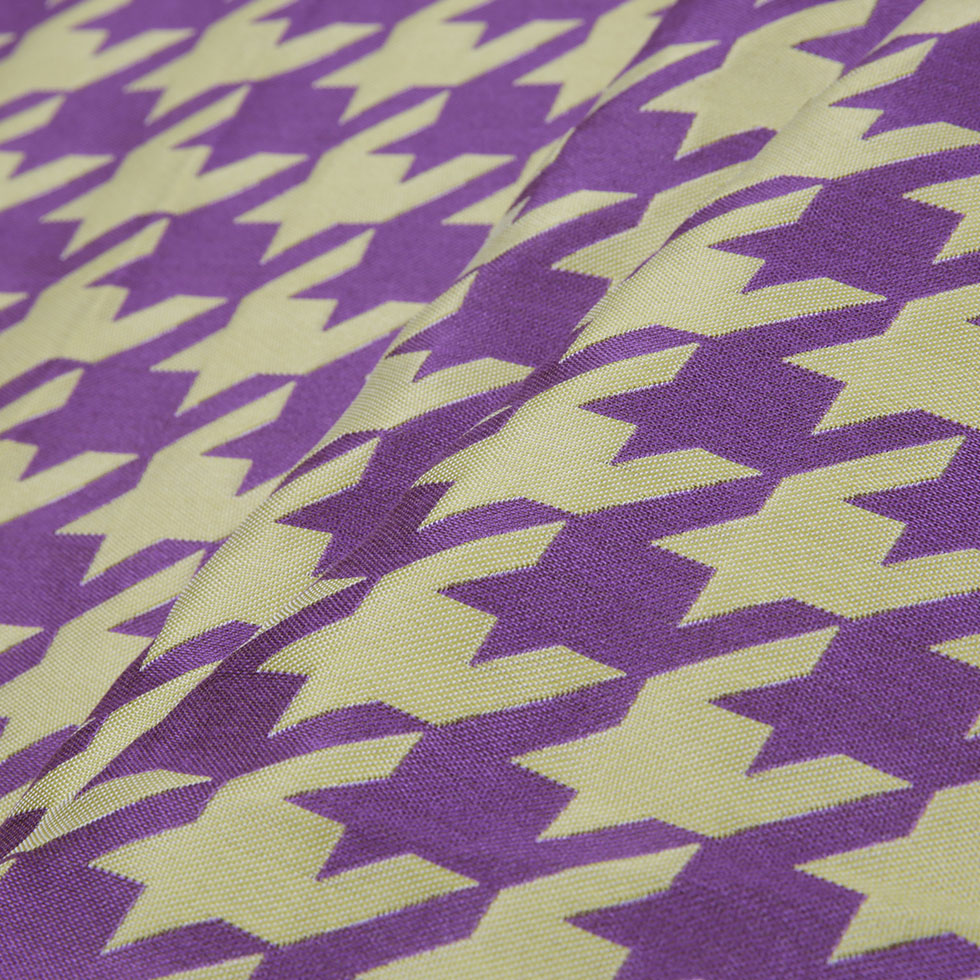 Purple Houndstooth Polyester Brocade