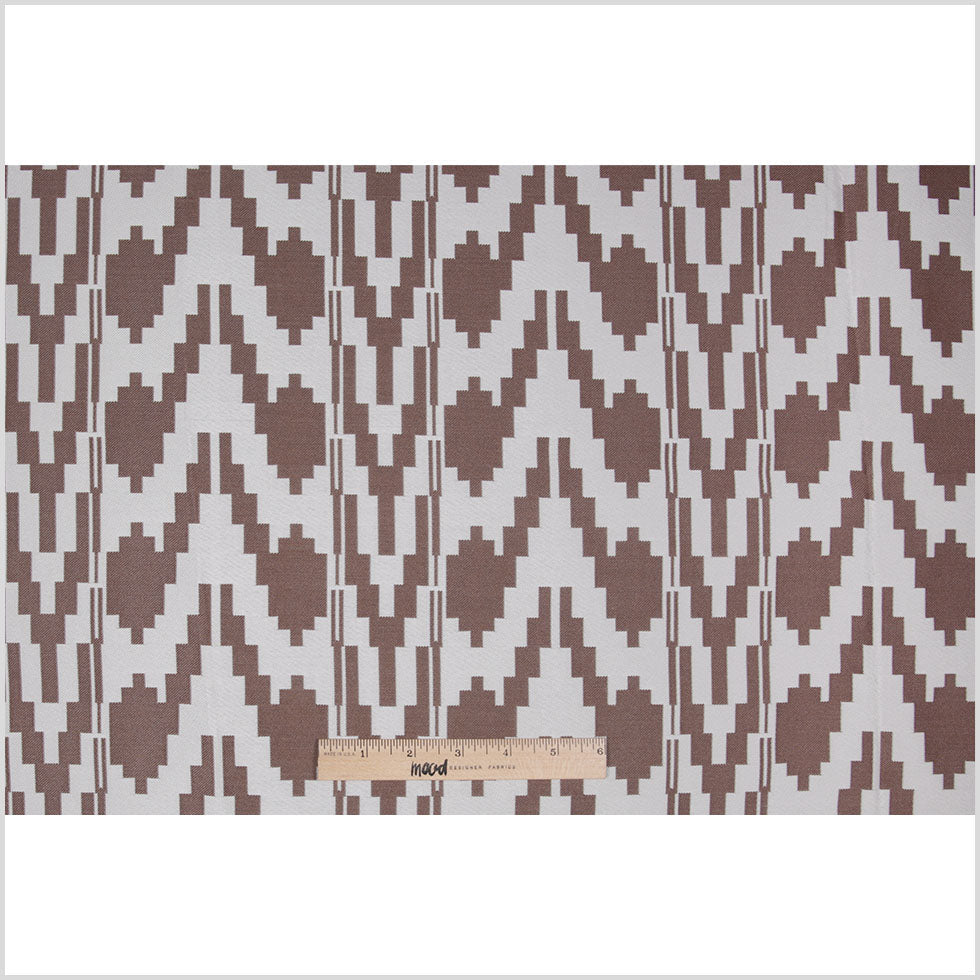 Cream Geometric Polyester Brocade