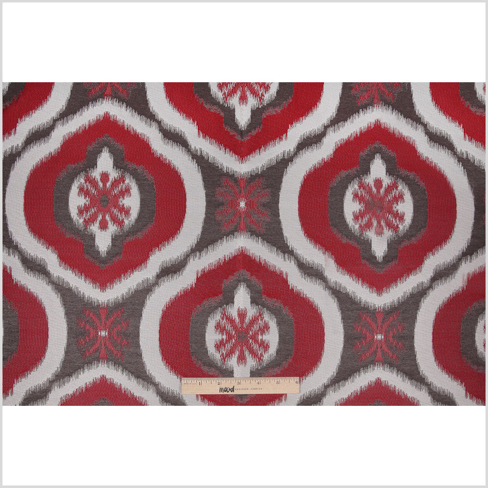 Red Ikat Damask Polyester Woven