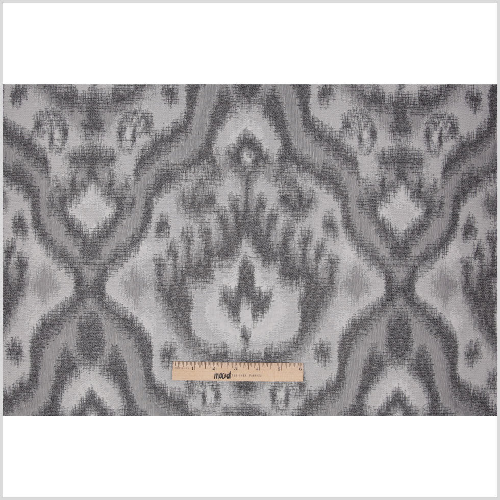 Silver Ikat Damask Polyester Woven