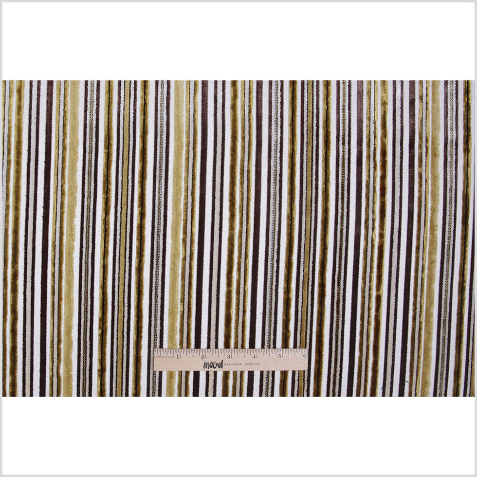 Gold Laser-Cut Striped Polyester Velvet
