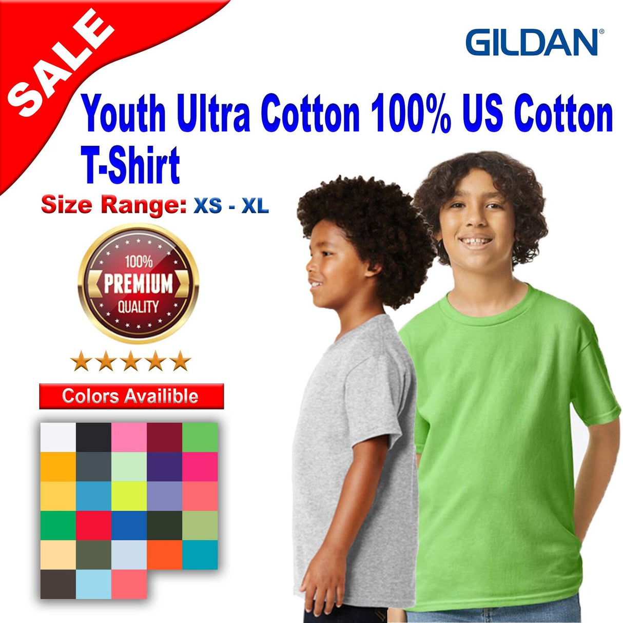 Gildan® Youth Ultra Cotton Short Sleeve Crew-Neck T-Shirt