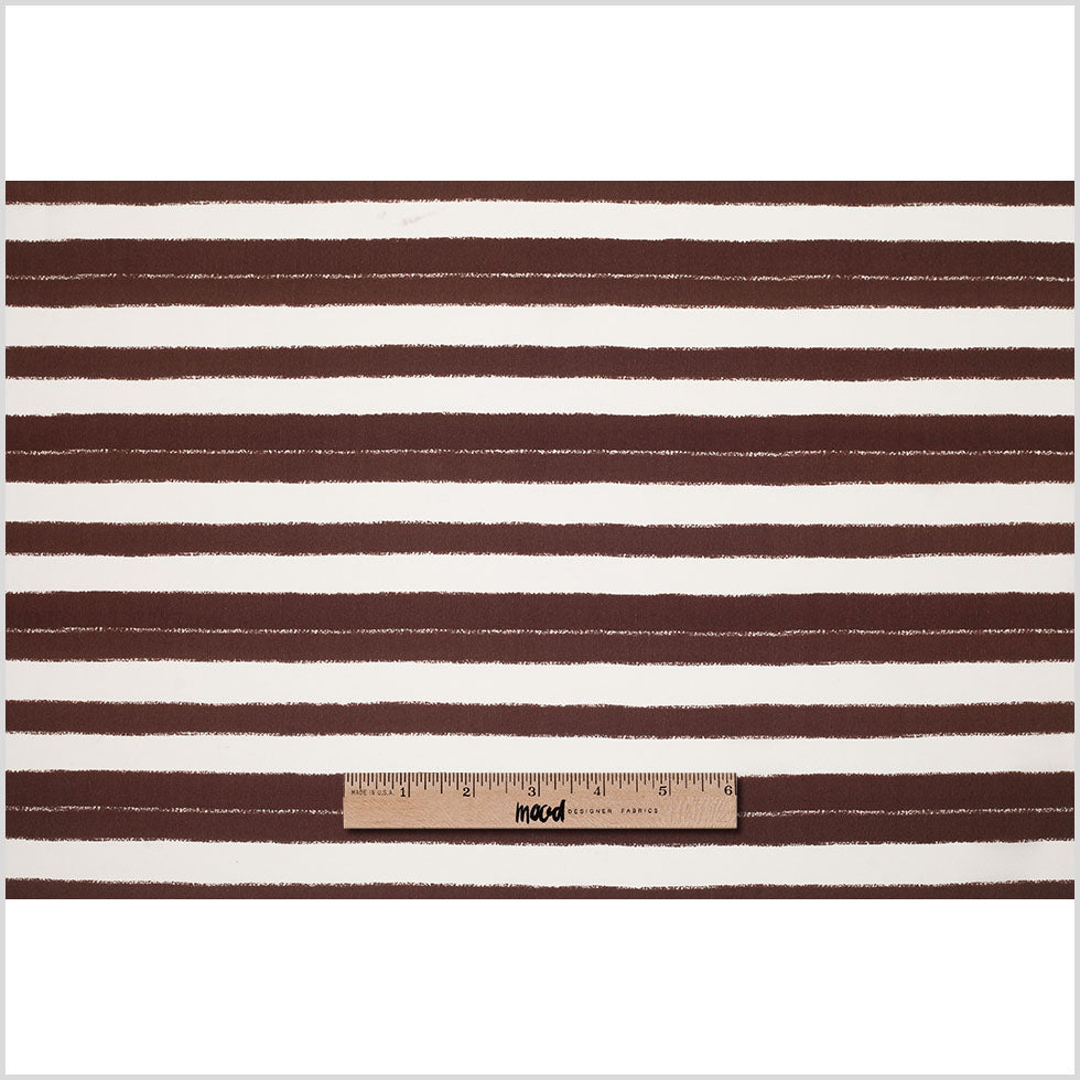 Tanya Taylor Off-White/Earth Striped SIlk Crepe de Chine