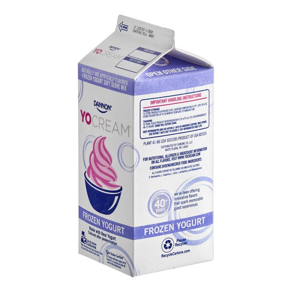 Dannon YoCream Low-Fat Cookies and Cream Frozen Yogurt Mix 0.5 Gallon - 6/Case