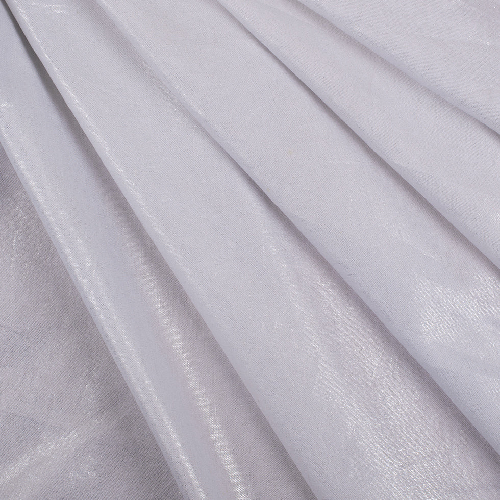 Metallic Silver and White Medium-Weight Linen Woven