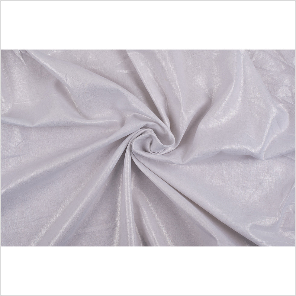 Metallic Silver and White Medium-Weight Linen Woven