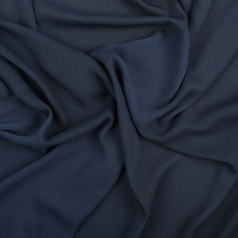 Perfect Navy Stretch Crinkled Polyester Chiffon