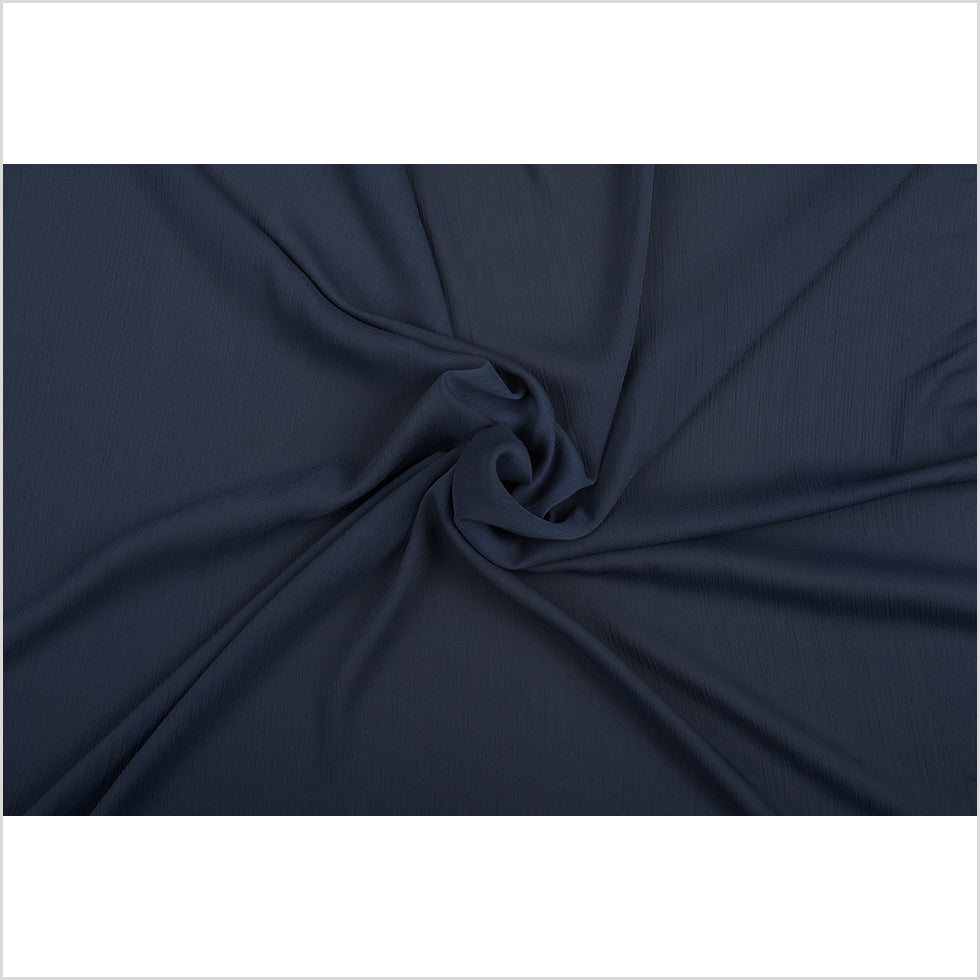 Perfect Navy Stretch Crinkled Polyester Chiffon