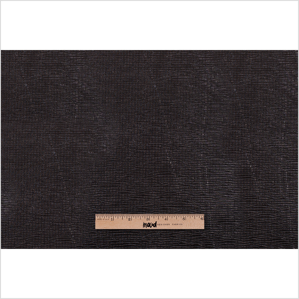 Black Crinkled Laminated Polyester Novelty Knit