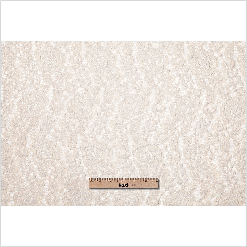 Metallic Coated Gold/Beige Floral Nylon Lace