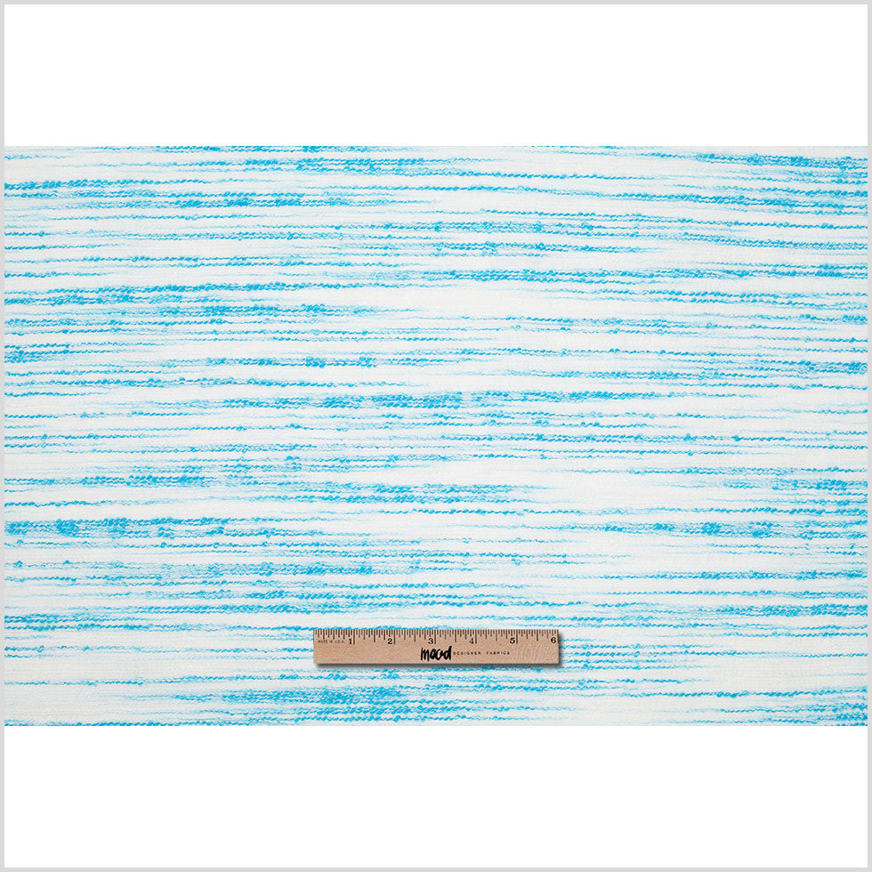 Turquoise/White Textural Striated Cotton Blend