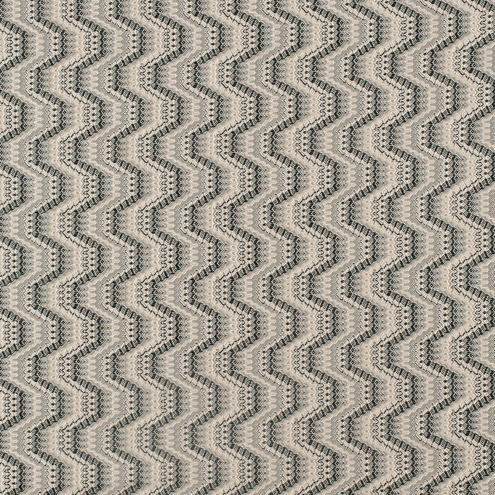 Black/Beige Geometric Zig-Zag Blended Polyester Woven