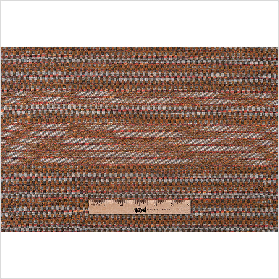 Rust Dimensional Stripes Blended Wool Tweed