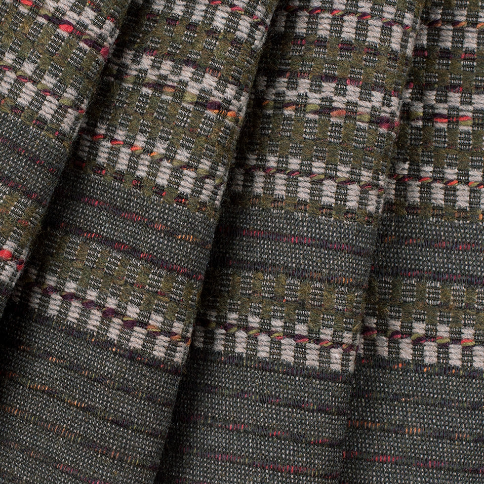 Olive Dimensional Stripes Blended Wool Tweed