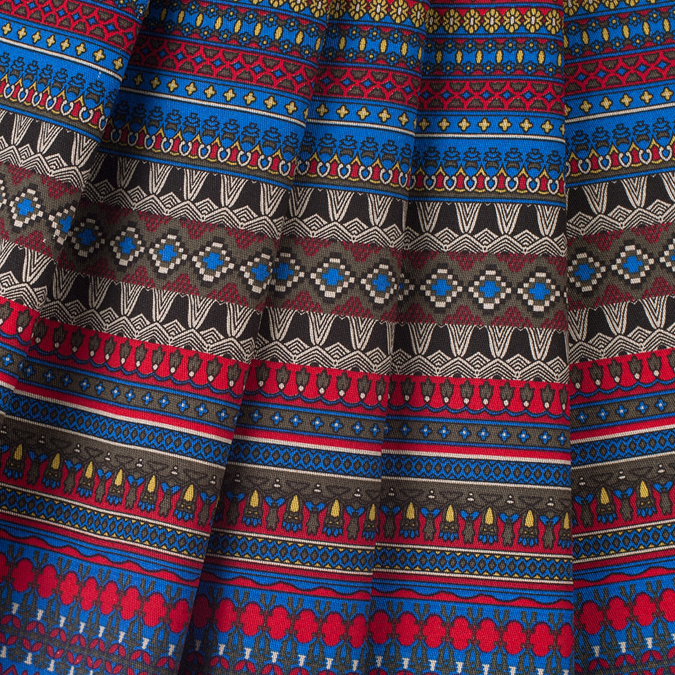 Multi Color Traditional European Stretch Cotton Woven