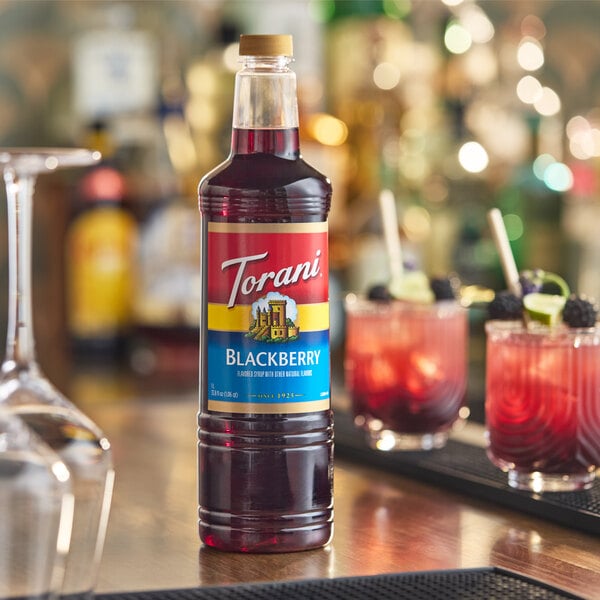 Torani Blackberry Flavoring / Fruit Syrup Plastic Bottle 1 Liter - 6/Case
