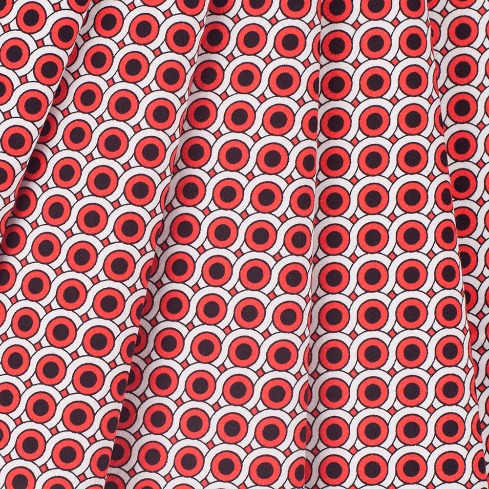Poppy Red Geometric Stretch Cotton Woven