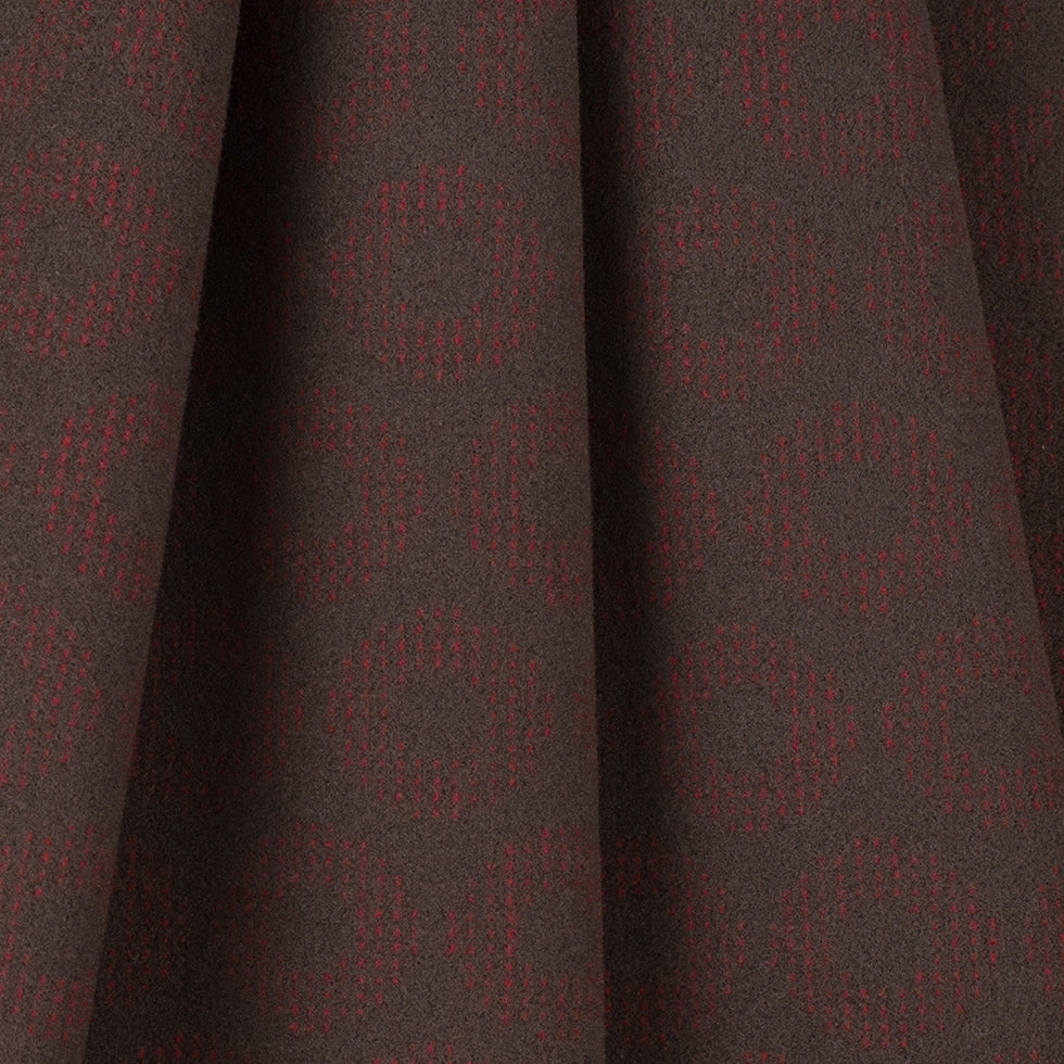 Dark Green and Red Geometric Wool Fleece