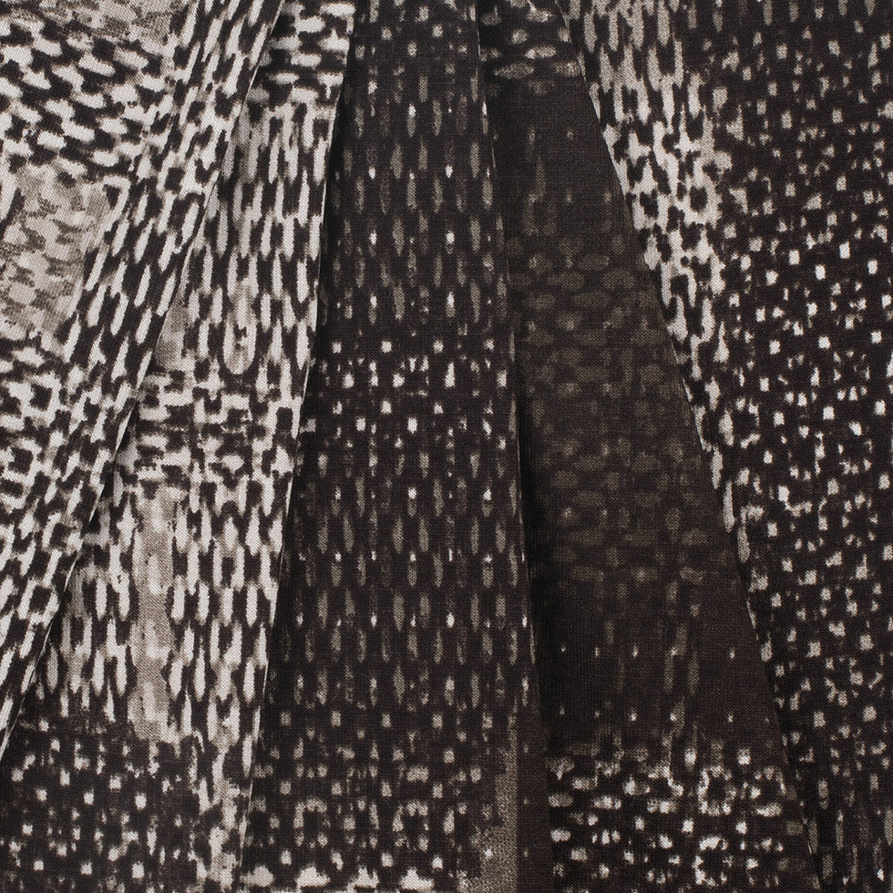 Multi Beige and Brown Abstract Geometric Viscose Jersey Knit