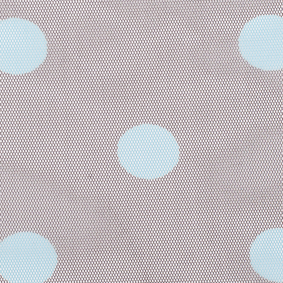 Black Coffee/Aqua Polka Dot Poly Mesh