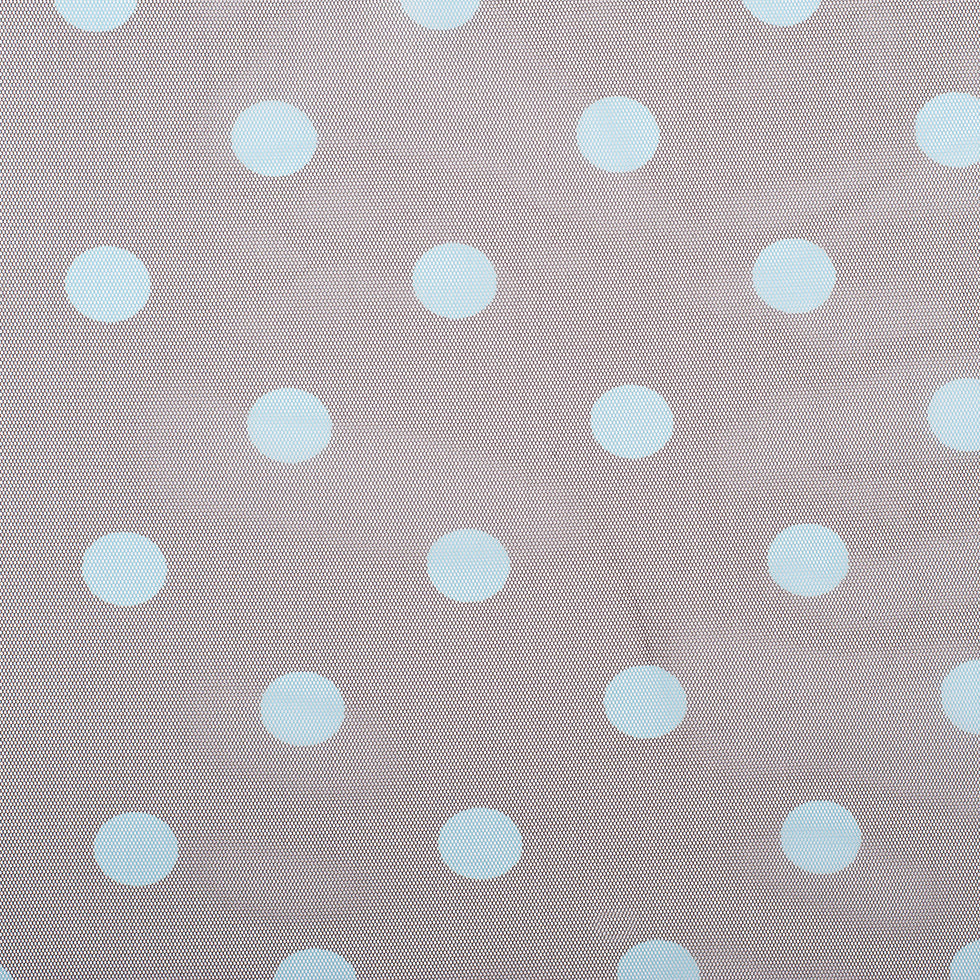 Black Coffee/Aqua Polka Dot Poly Mesh