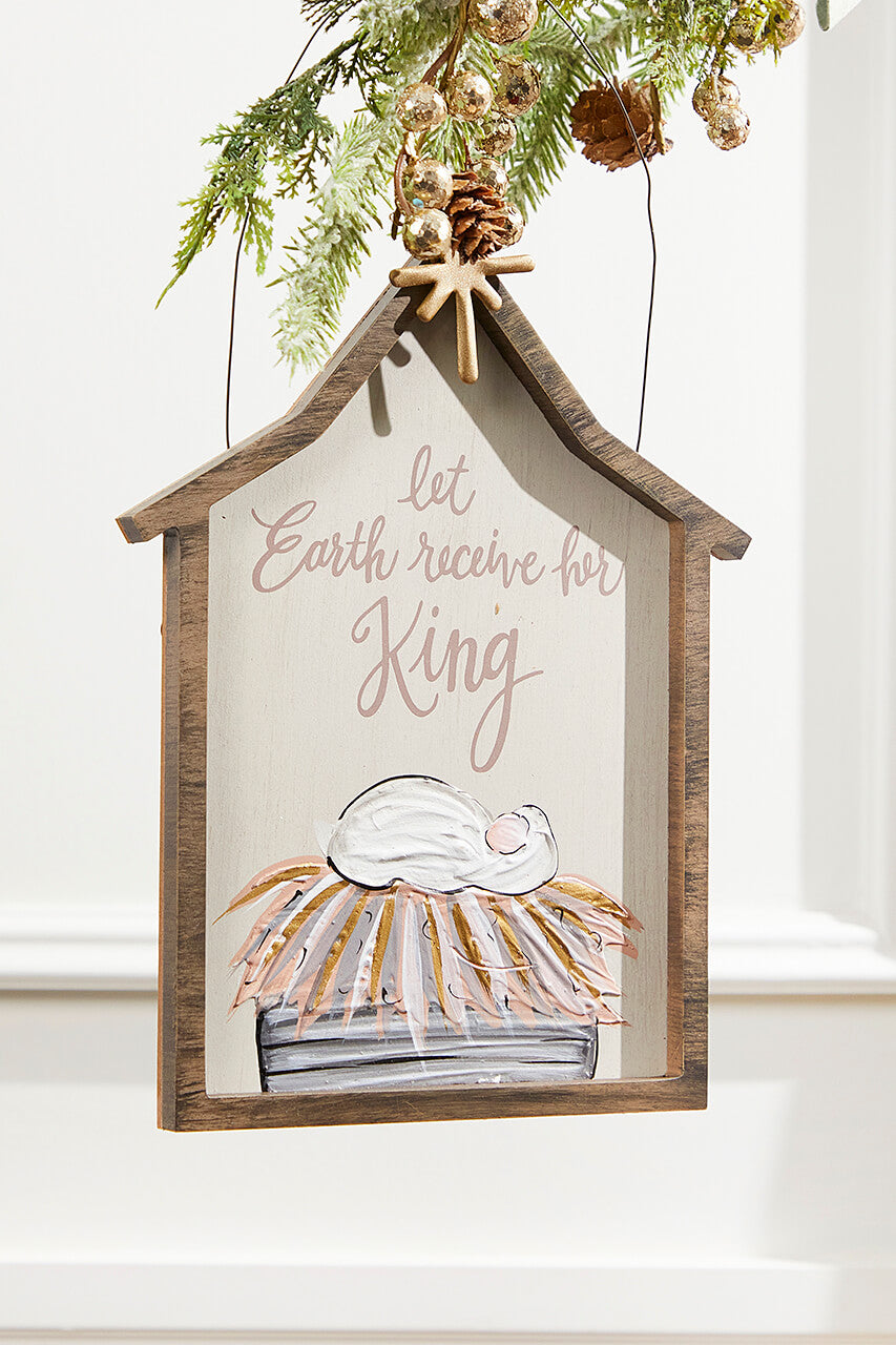 8" x 10.5" Creche "Let Earth Receive Her King" Wall Sign