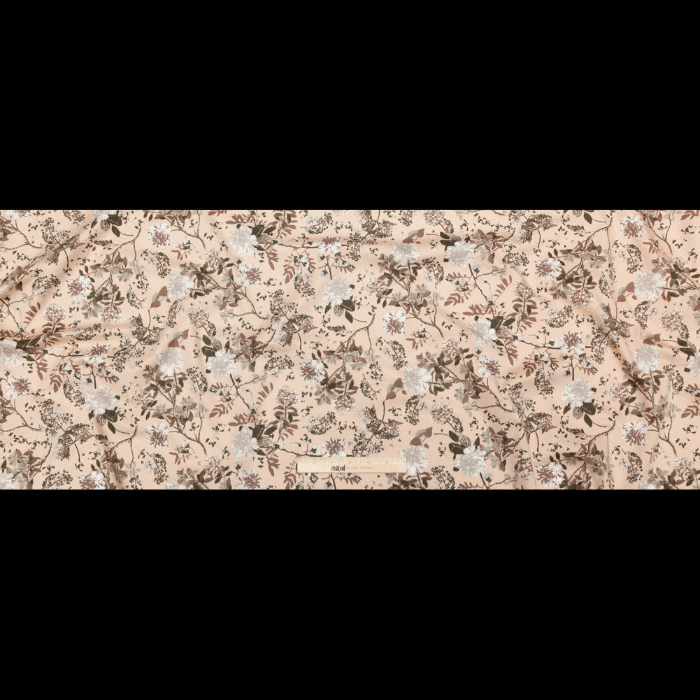 Sand/Ash/Olive Floral Stretch Combed Cotton Twill