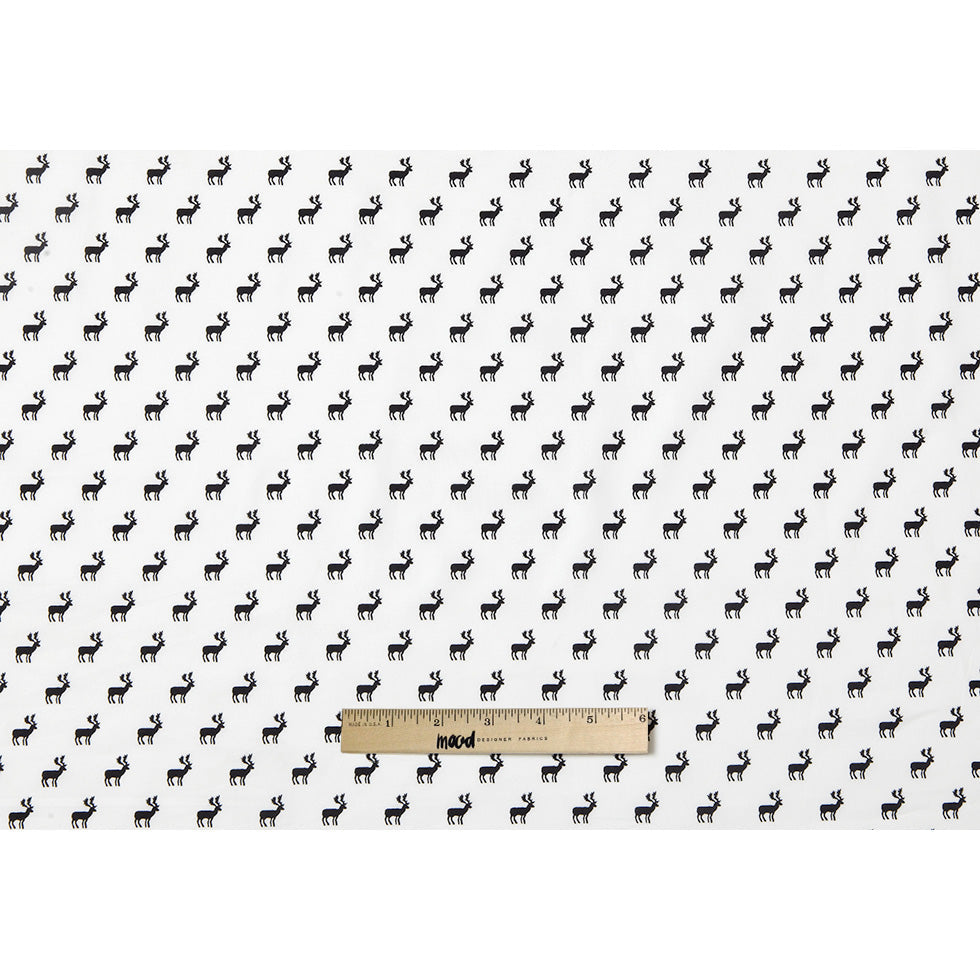 White/Black Reindeer Dense Combed Cotton Poplin