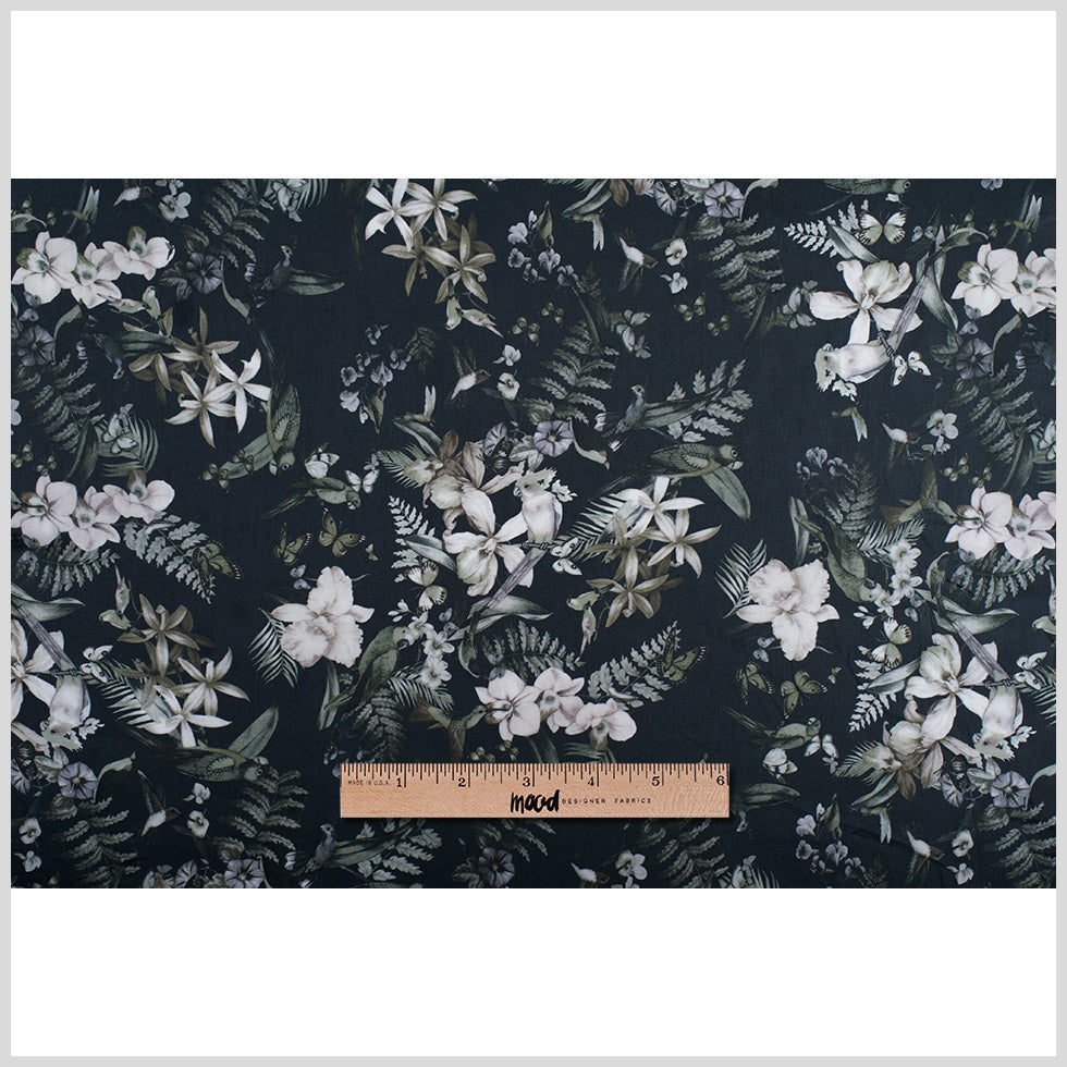 Monochrome Tropical Digitally Printed Mercerized Cotton Woven