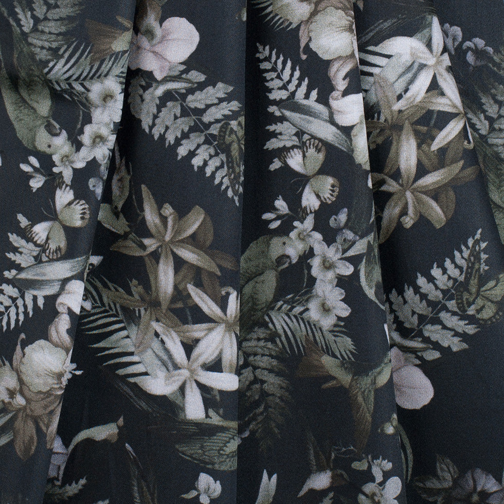 Monochrome Tropical Digitally Printed Mercerized Cotton Woven