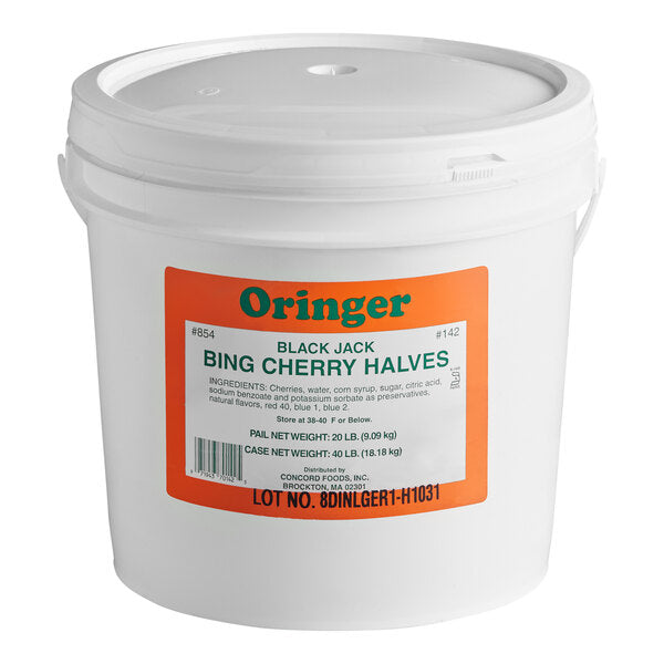 Oringer Black Cherry Halves Dessert / Sundae Topping 2 Gallon - 2/Case
