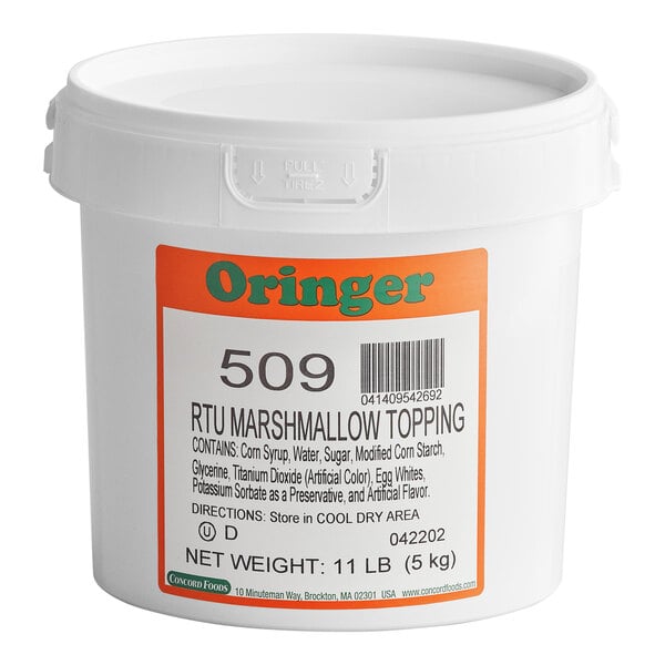 Oringer Ready-to-Use Marshmallow Dessert / Sundae Topping 11 lb. - 2/Case