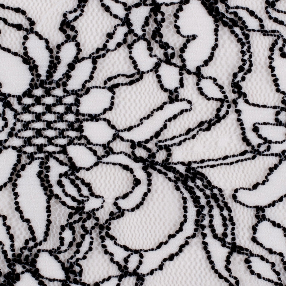 Famous NYC Designer Black/White Floral Crochet Lace