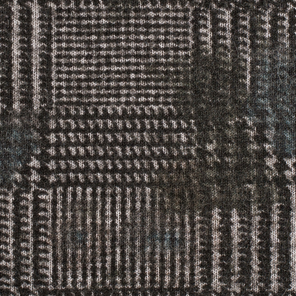 Black/Gray Glen Plaid Wool Knit w/ Fleece Backing