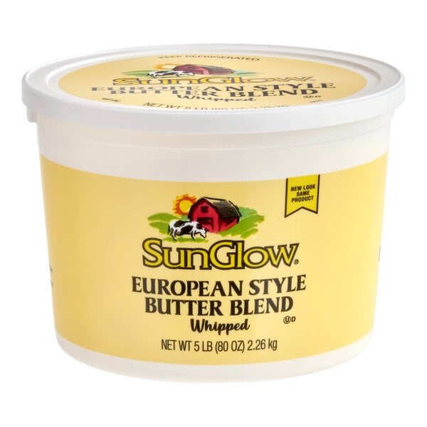 SunGlow European-Style Whipped Butter Blend Margarine Tub 5 lb. - 4/Case