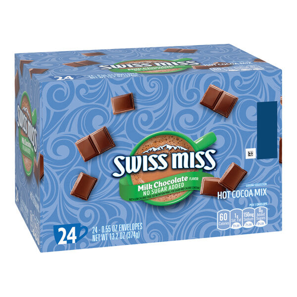 Swiss Miss No Sugar Added Hot Cocoa Mix Packet - 24/Box