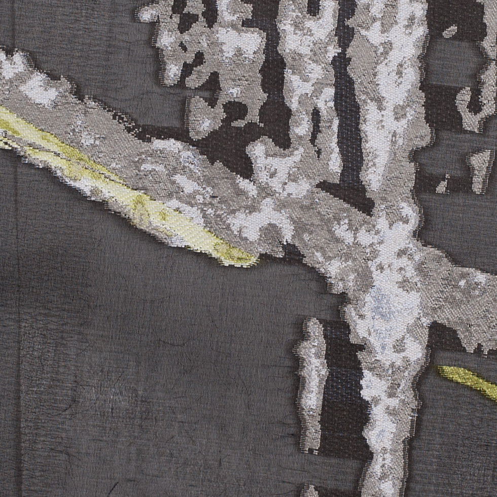J. Mendel Silver and Macaw Green Abstract Burnout Organza Panel