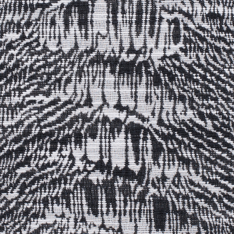 White/Black Abstract Stripes Slubbed Cotton-Poly Woven