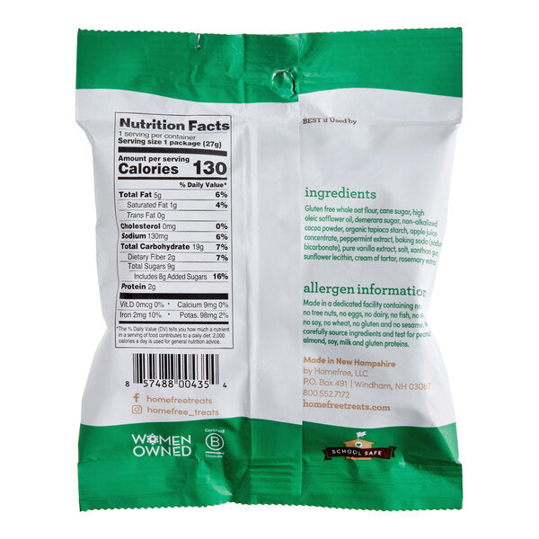 Homefree Gluten-Free Mini Chocolate Mint Cookies 0.95 oz. - 30/Case