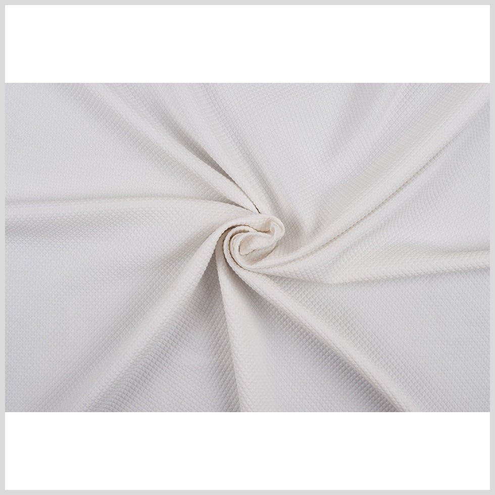 Whisper White Stretch Cotton-Polyester Quilted Woven