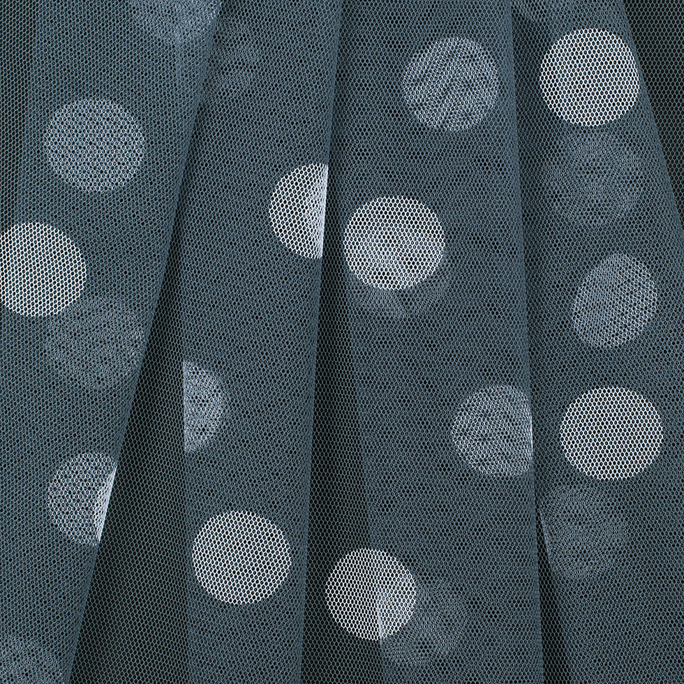 Grey/White Polka Dot Polyester Netting/Mesh