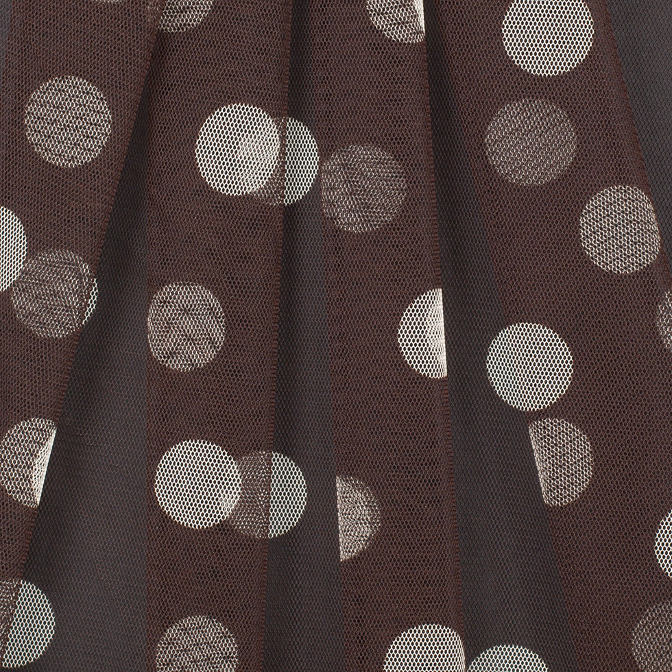Brown/Ivory Polka Dot Polyester Mesh