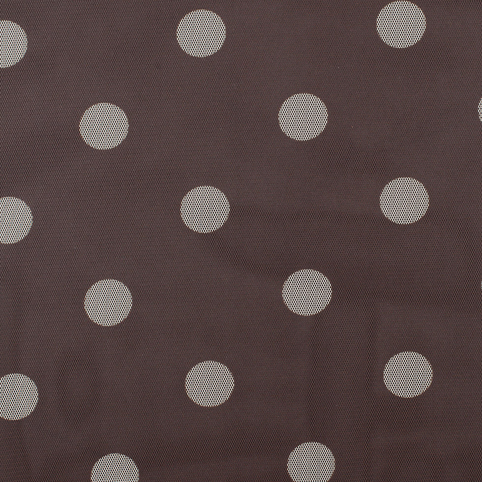 Brown/Ivory Polka Dot Polyester Mesh