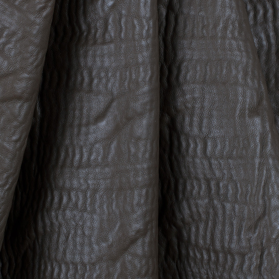 Medium Brown/Black Textural Bonded Lamb Leather and Wool