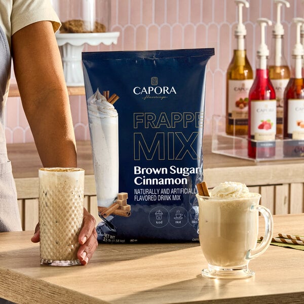Capora Brown Sugar Cinnamon Frappe Mix 3.5 lb. - 5/Case