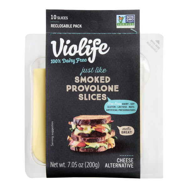 Violife Just Like Smoked Provolone Vegan Cheese Slices 7.05 oz. - 8/Case