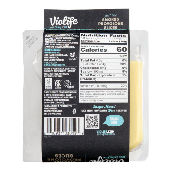 Violife Just Like Smoked Provolone Vegan Cheese Slices 7.05 oz. - 8/Case