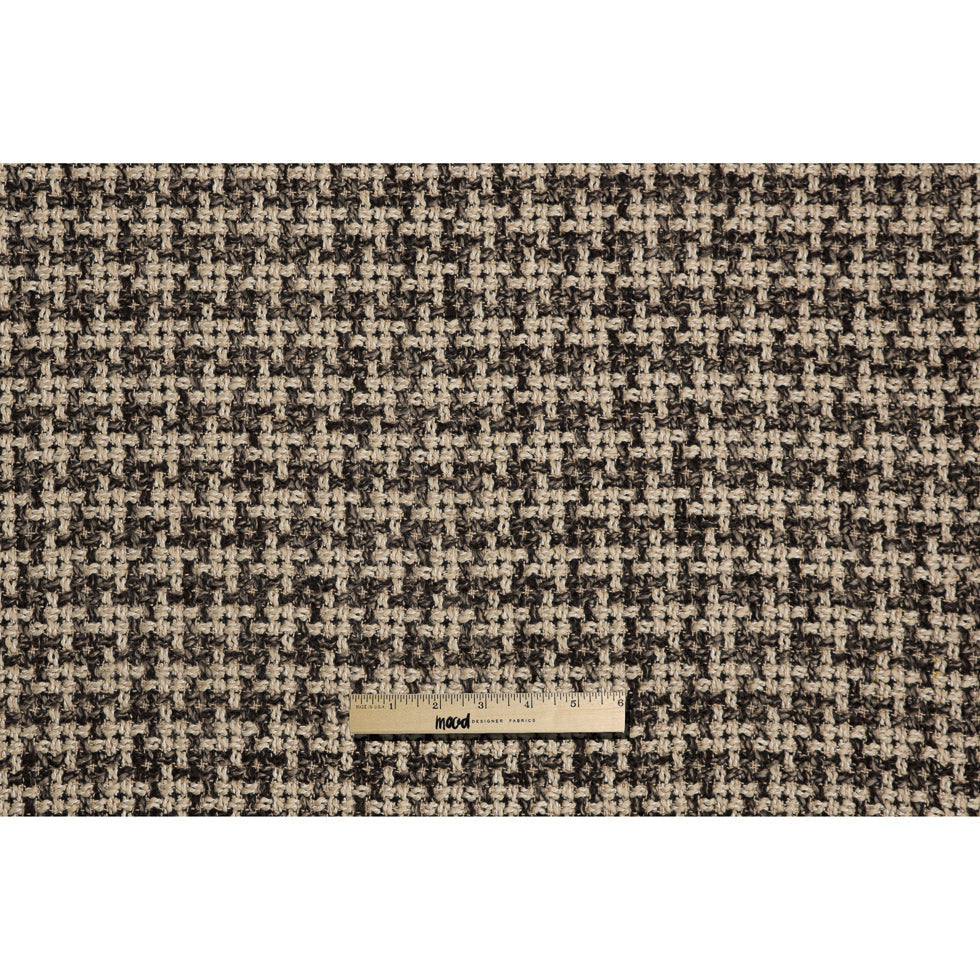 Natural/Black Checked Blended Wool Woven